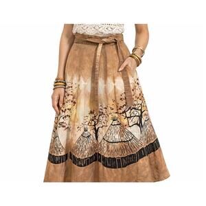 Vintage Hove Mbirir Zimbabwe Africa Print Wrap Midi Skirt 0S Boho Hippie Artsy